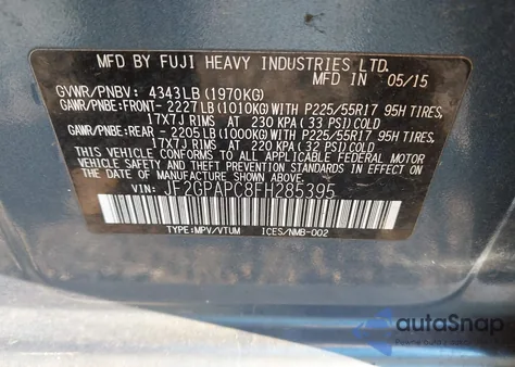 2015 Subaru Xv Crosstrek 2.0I Limited из США, поврежденный, VIN JF2GPAPC8FH285395